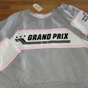Nwt Juniors Size XL Self Esteem Gray and Pink Grand Prix Sweatshirt
